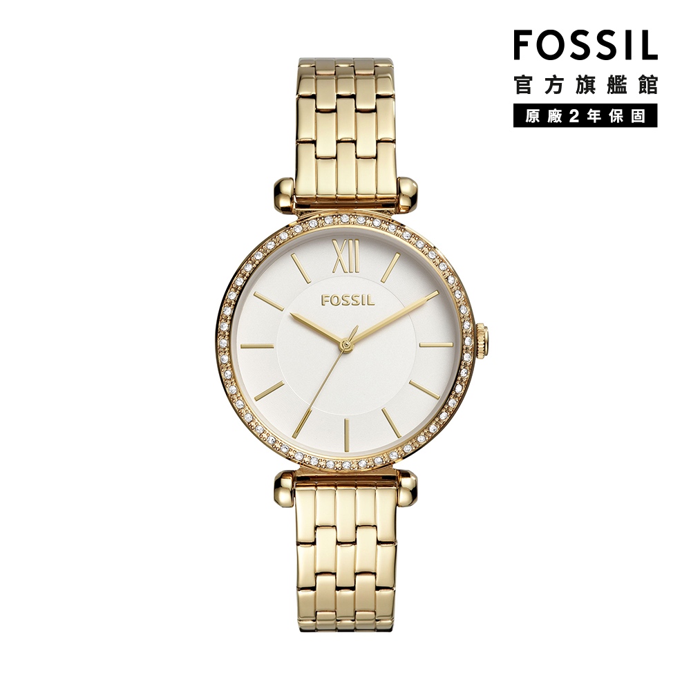 【FOSSIL 官方旗艦館】Tillie 鑲鑽細緻女錶 金色不鏽鋼鍊帶 36mm BQ3498