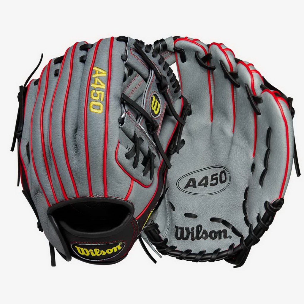 Wilson A450 少年用 棒球手套 壘球手套 11.5" (WBW101474115)灰黑