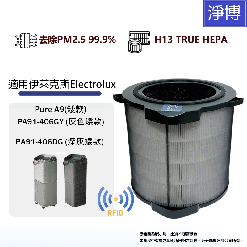 適用Electrolux伊萊克斯Pure A9矮款空氣清淨機PA91-406GY PA91-406DG替換用HEPA濾網