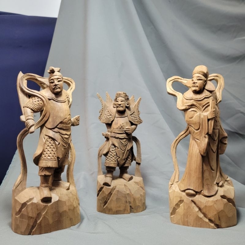 【古董小物】樟木神像 三個一組不拆售 復古 二手 畫室清倉