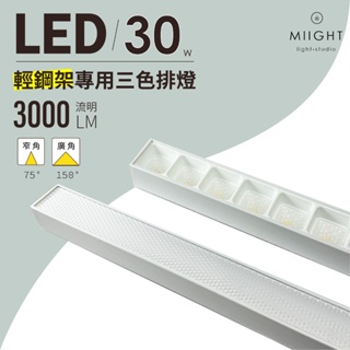 LED 30瓦 輕鋼架專用排燈 三色調光 全電壓 設計師款 龍骨燈 聚光 散光 辦公室照明 重點 基礎照明 取代平板燈