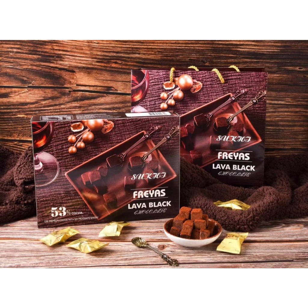 華嬤 冬季限定 巧克力禮盒  A.芙莉雅金星黑巧克力(方塊裝)  B. 阿杜比火山熔岩黑巧克力(片裝) 135G/盒