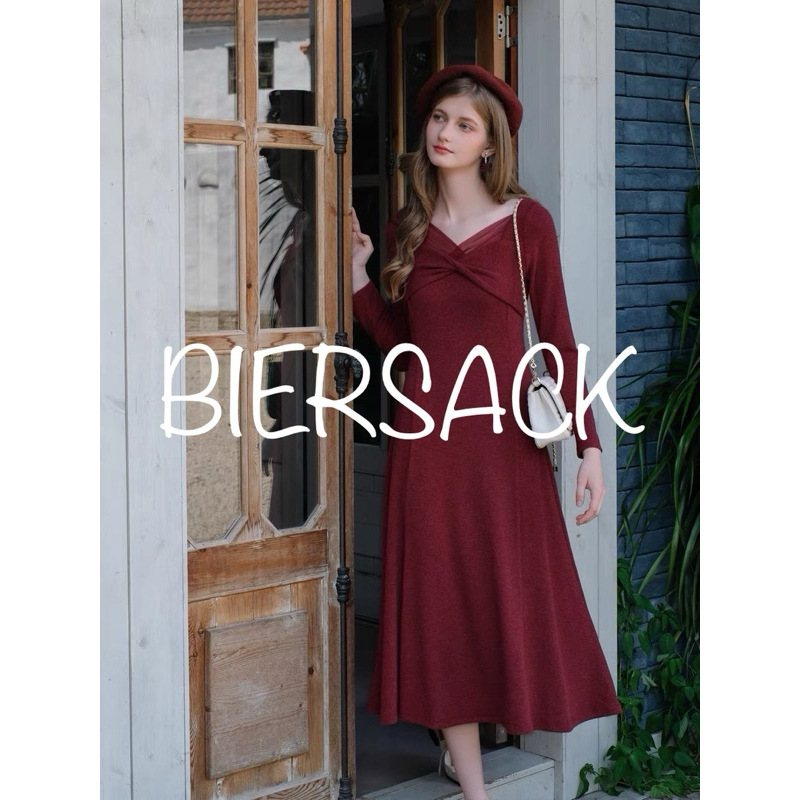 現貨/BIERSACK 英國進口🇬🇧英式復古鄉村風《Cotswolds》楓紅針織禮服/毛衣長袖洋裝