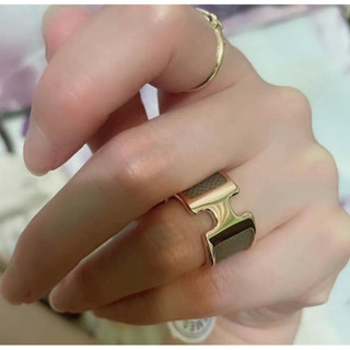 在臺現貨🧡11999 愛馬仕 Hermes Olympe 戒指 大象灰金 寬版XS