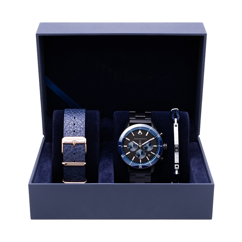 【THEODORA'S】[可選色]手錶飾品1+2禮盒-男款 [珍藏版]水行俠手錶 藍黑蜂巢紋【希奧朵拉】