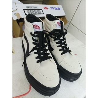 二手 九成新 女鞋 Vans 米白 麂皮 高筒 厚底 帆布鞋 休閒鞋 滑板鞋（us8.eur42.26.5cm）