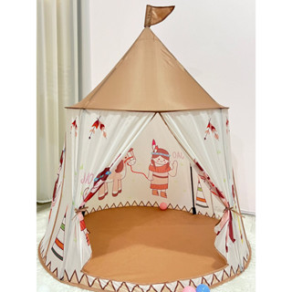 印第安城堡帳篷 / 兒童室內外遊戲屋 / 兒童玩具 咖啡色小馬 摺疊帳篷 / 球池 玩具屋 野餐用品 / 國王皇後商城