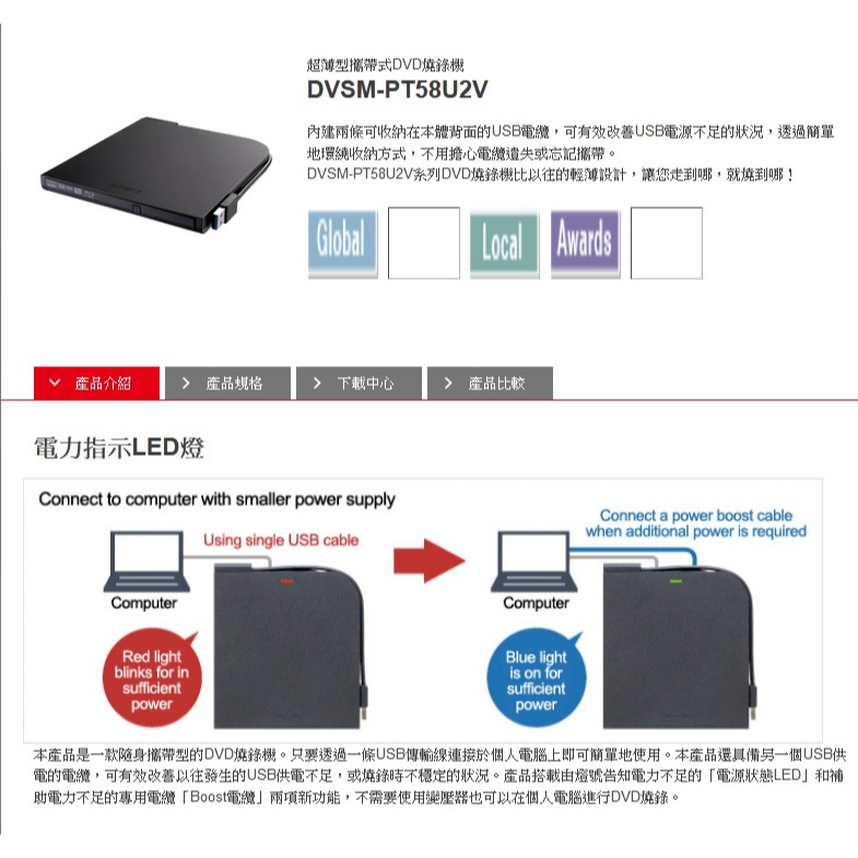 BUFFALO DVSM-PT58U2VB 電腦外接式DVD播放器/燒錄器