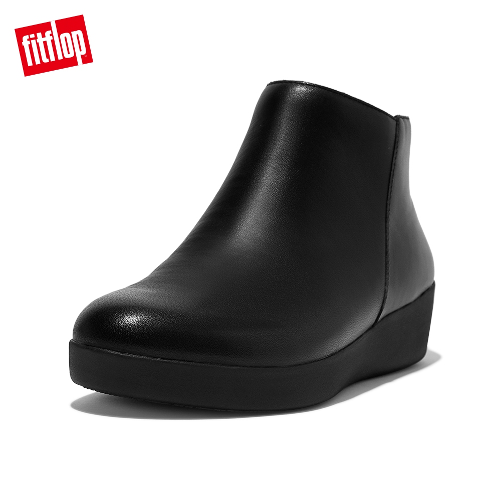 【FitFlop】SUMI LEATHER ANKLE BOOTS簡約皮革短靴-女(靚黑色)