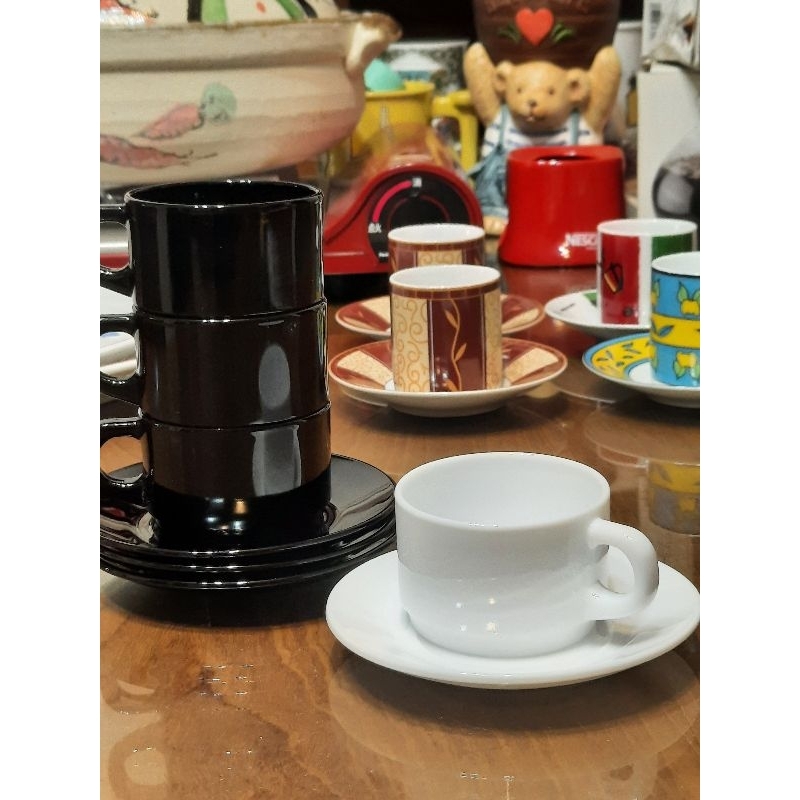 二手 小容量咖啡杯盤組×4 Arcopal France
