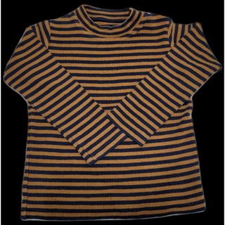 Uniqlo 幼童 學院風 咖啡色 黑色 條紋 針織 長袖 高領 上衣 100cm（ 幼兒 男童 女童 ）