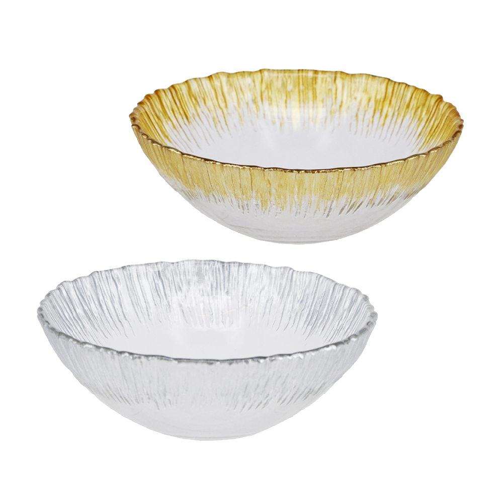 【YU Living】日式手工玻璃碗 500ML(2色任選/金色.銀色/餐碗 展示碗) [折扣碼現折]