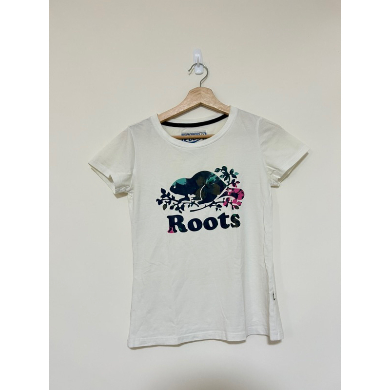 9成新🆕100%正版 Roots  大字母及Logo 女版 白色 短袖 T恤S號