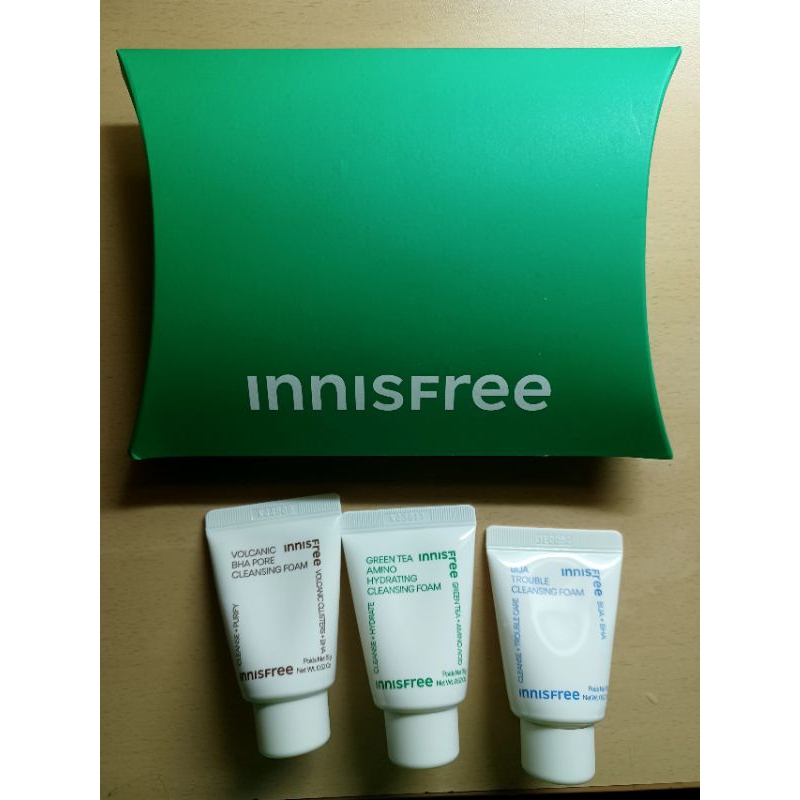 innisfree 潔顏泡泡三件組 綠茶保濕胺基酸 火山泥毛孔調理 香榧鬥荳 潔面乳