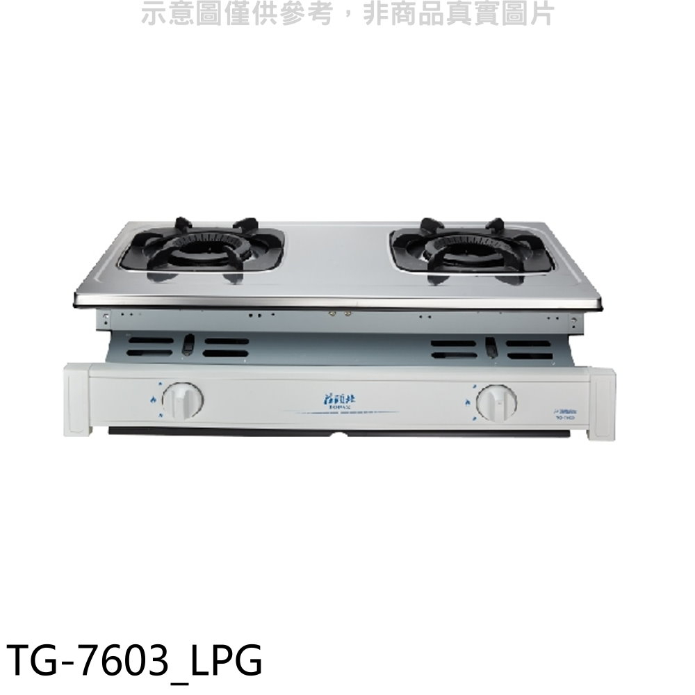 莊頭北【TG-7603_LPG】二口嵌入爐TG-7603瓦斯爐桶裝瓦斯(全省安裝)(全聯禮券500元) 歡迎議價