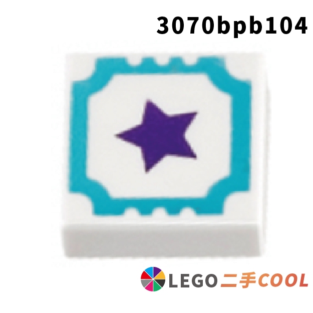 【COOLPON】正版樂高 LEGO【二手】Tile 1x1 平滑磚 印刷磚 星形印刷 3070bpb104 白色