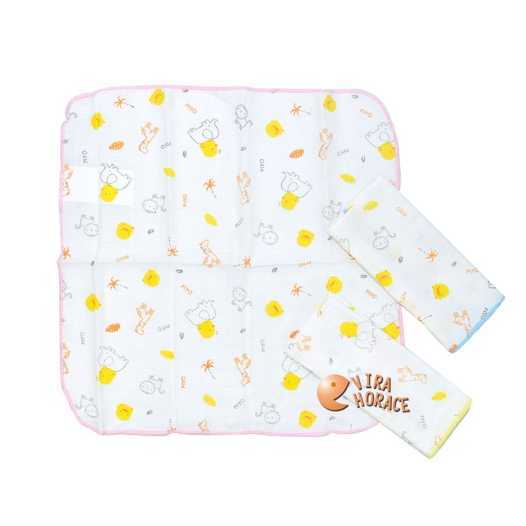 Piyo Piyo 黃色小鴨紗布手帕 3入裝，紗布質感柔和，呵護寶寶細緻肌膚 GT-81619