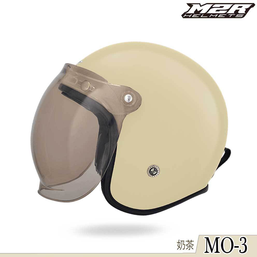 M2R MO-3 奶茶 泡泡鏡復古帽 MO3 內藏墨鏡  3/4罩 安全帽 內襯可拆洗 插釦 金屬釦飾／23番