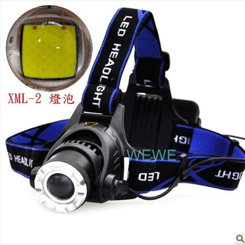 CREE XM-L2 爆亮 LED 伸縮魚眼 變焦頭燈 使用 2顆18650鋰電池+充電線 非T6Q5P5790手電筒