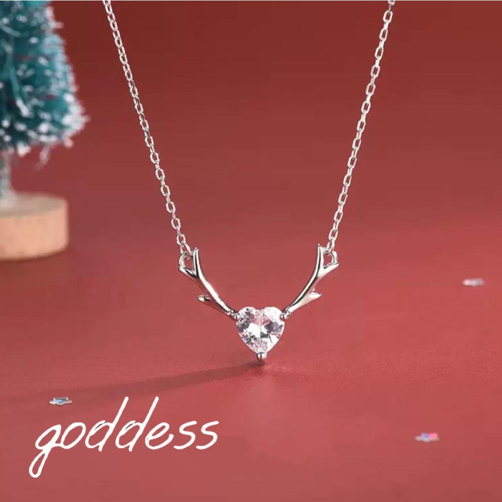goddess飾品💜S925銀項鍊女生 銀色鹿角項鍊 女生鎖骨鏈 閨蜜項鍊