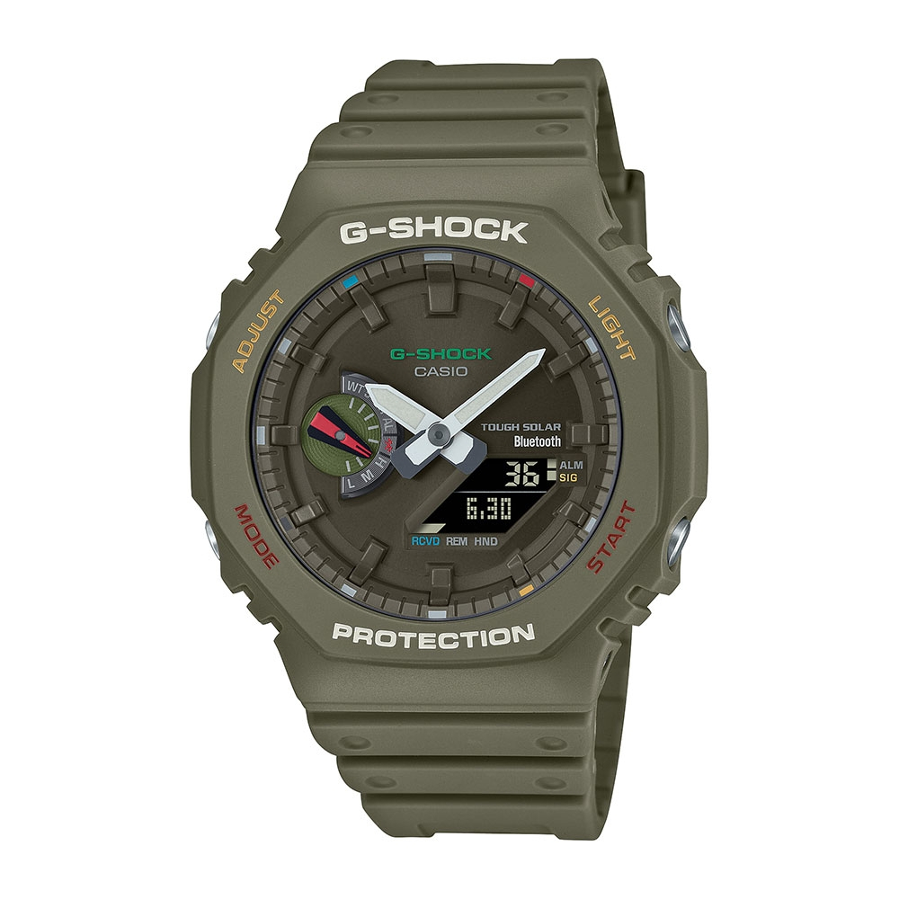 CASIO卡西歐 G-SHOCK 多巴胺色系 個性綠 太陽能 藍牙 八角雙顯電子錶 (GA-B2100FC-3A)