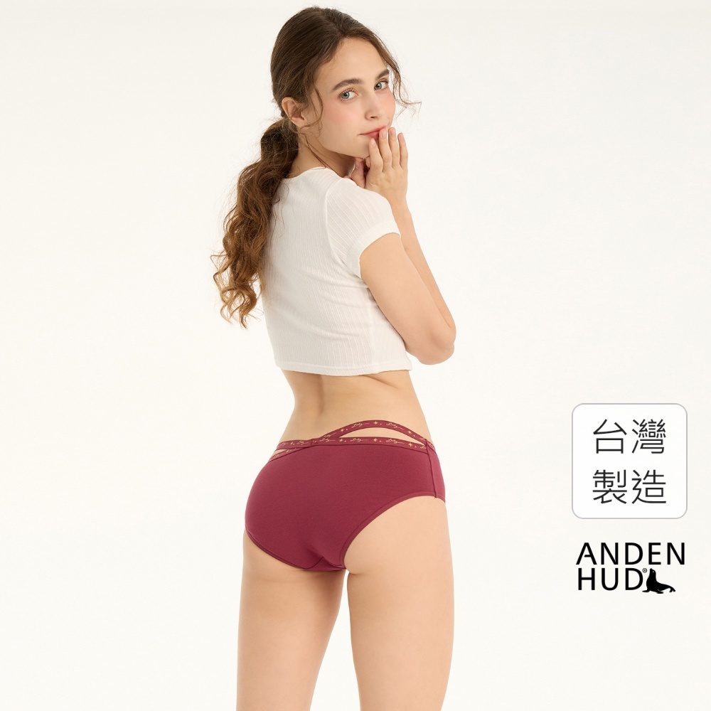 【Anden Hud】抗菌系列．交叉美臀中腰三角內褲(殷紅-Lucky緊帶) 純棉台灣製