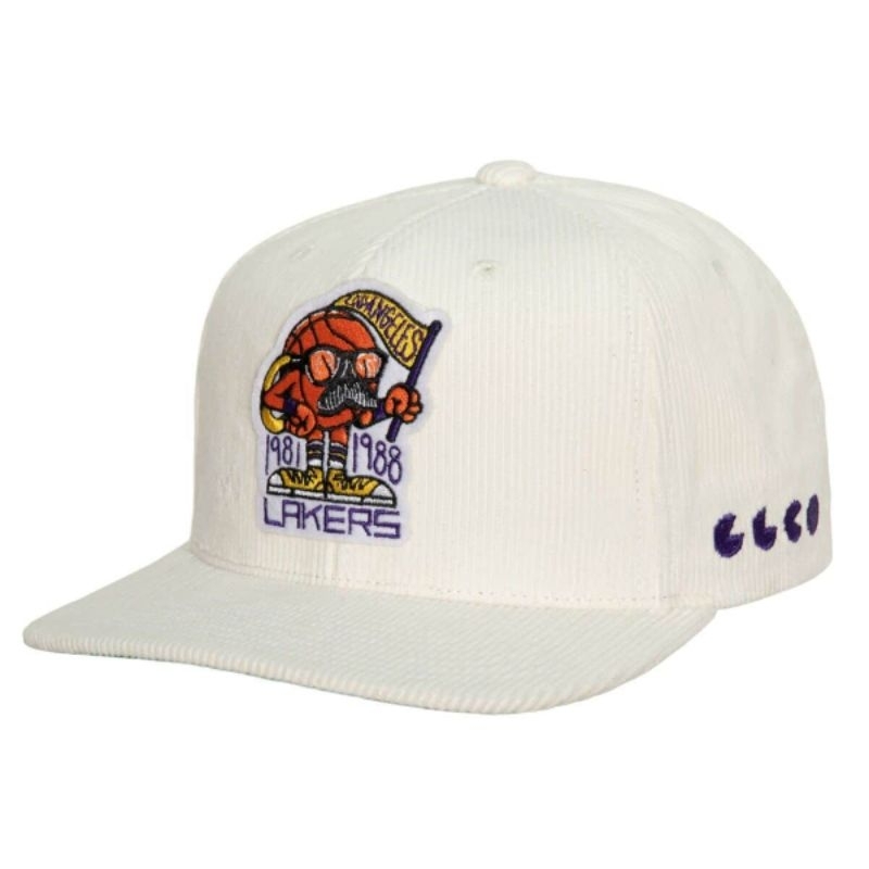 黑人王 Mitchell &amp; Ness NBA 平帽沿 湖人 LA Lakers 帽子 燈心絨材質精緻電繡可調節鬆緊