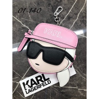 高雄凡賽斯歐洲精品 KARL LAGERFELD 卡爾拉格斐 粉色老佛爺 吊墜拉鏈零錢包