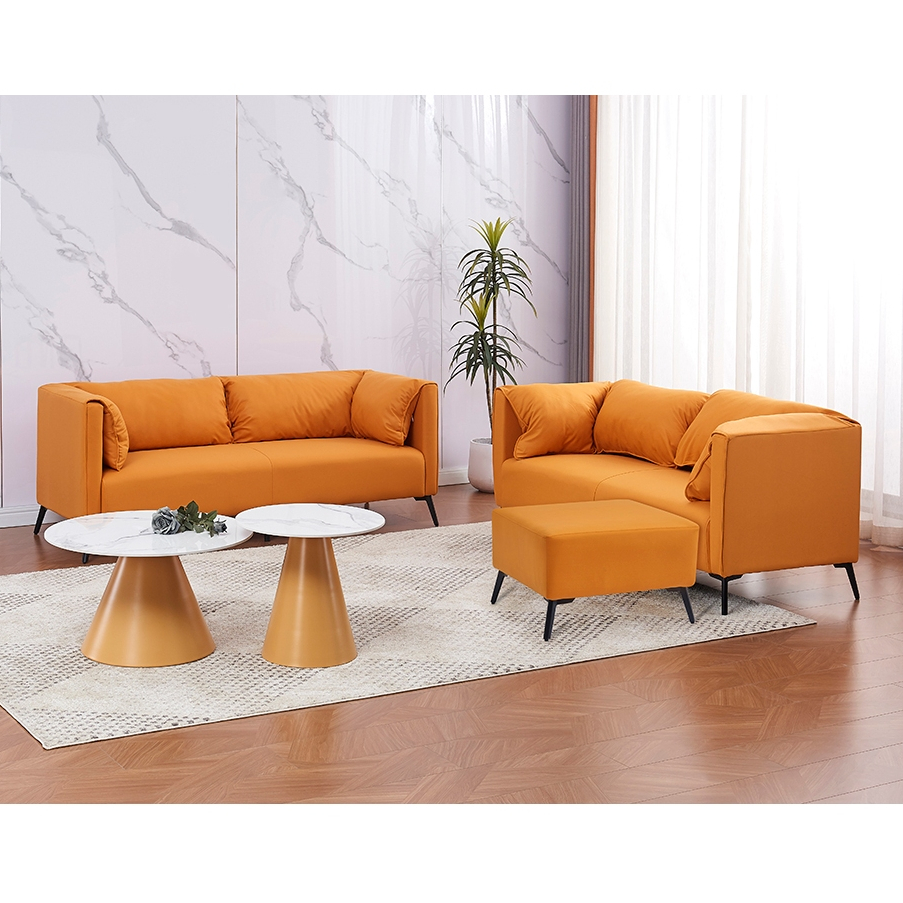【新荷傢俱工場】J 161 現代設計款科技布沙發 兩人沙發 三人沙發 橘色沙發 L型沙發 椅凳沙發