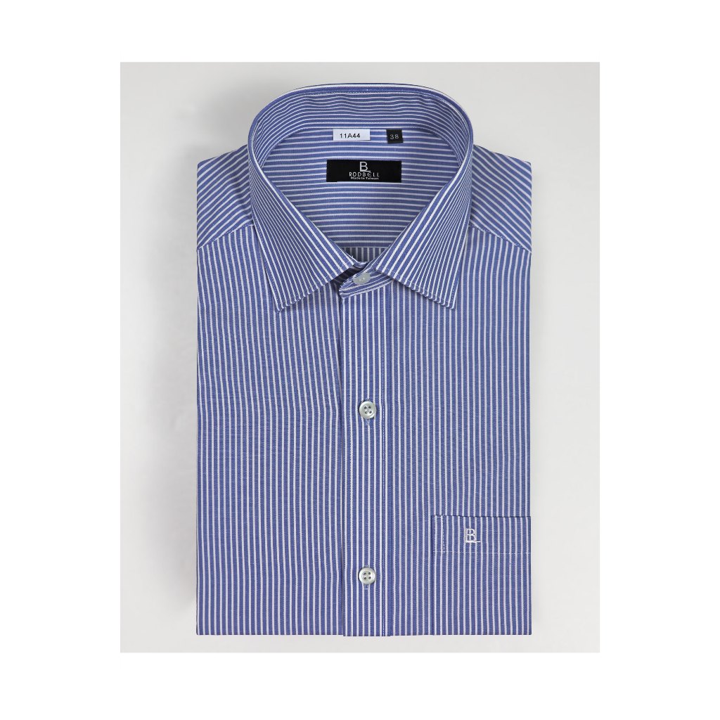 【羅德貝爾】藍白條紋長袖修身襯衫 / 舒適透氣