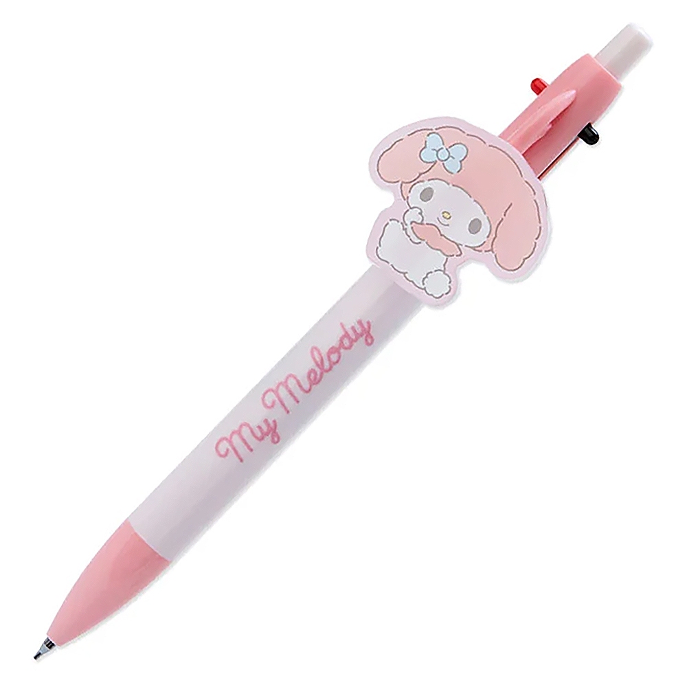 Sanrio 三麗鷗 日本製 蓬鬆毛絨系列 兩色原子筆+自動鉛筆 0.5mm 美樂蒂 555436