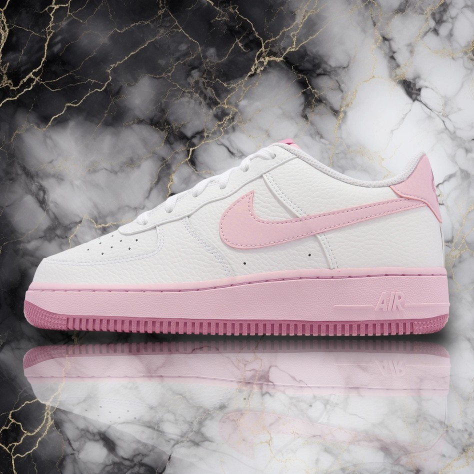 Nike Air Force 1 GS 草莓奶霜 粉白 皮革 厚底鞋 休閒鞋 潮流 大童鞋 女鞋 CT3839-107