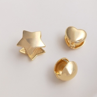 宏雲Hongyun-Ala--保色14K鍍金雙面立體圓球型五角星桃心形耳環時尚耳夾高級感耳扣