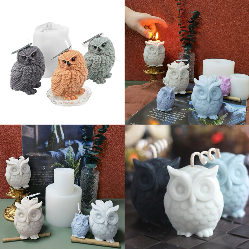 【美倫美】矽膠模 台灣出貨 多種造型貓頭鷹矽膠模 蠟燭模 石膏 水泥模具