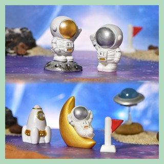 🌻多樂🌻園藝微景觀擺件 飛碟星球太空艙 月亮太空宇航員 太空人公仔人物 多肉造景盆栽植物蛋糕裝飾 居家桌上擺飾 場景佈置
