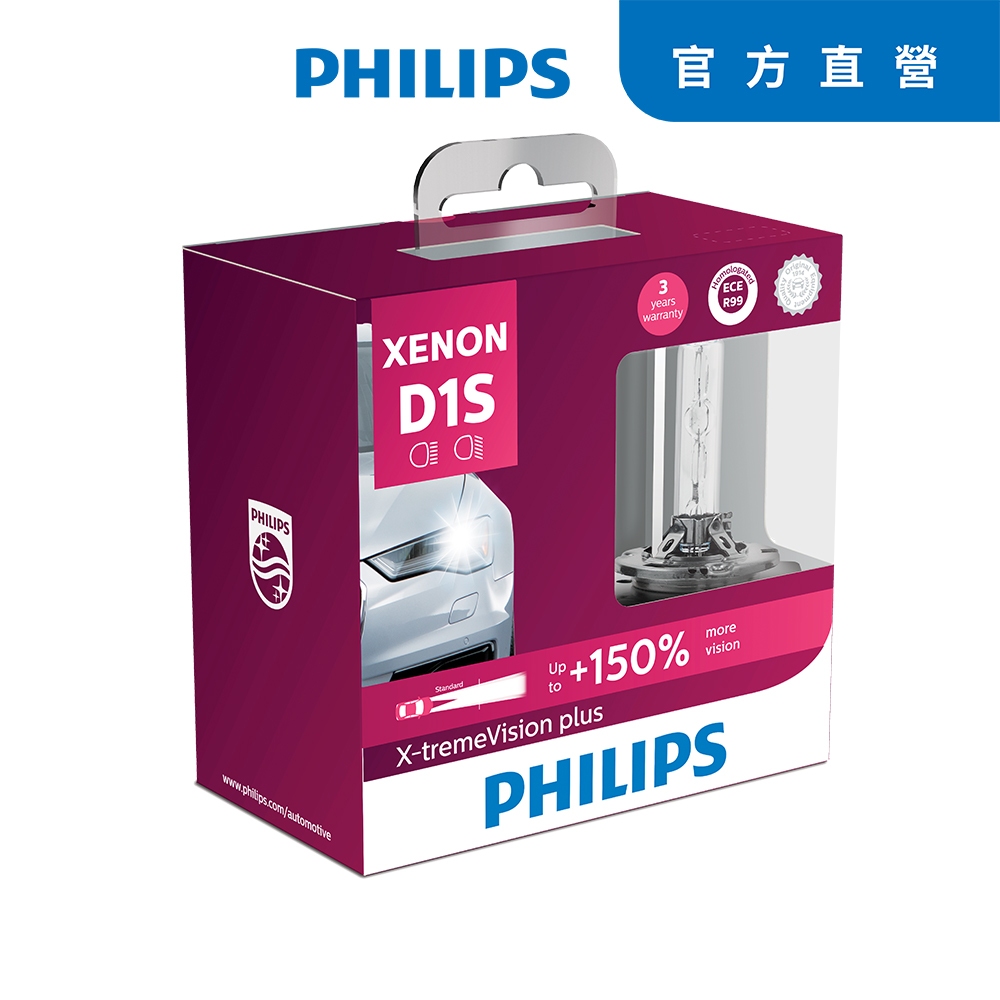 PHILIPS HID 4800K 氙氣車燈 +150% 兩入(D1S/D2S/D2R/D3S/D4S)贈安裝