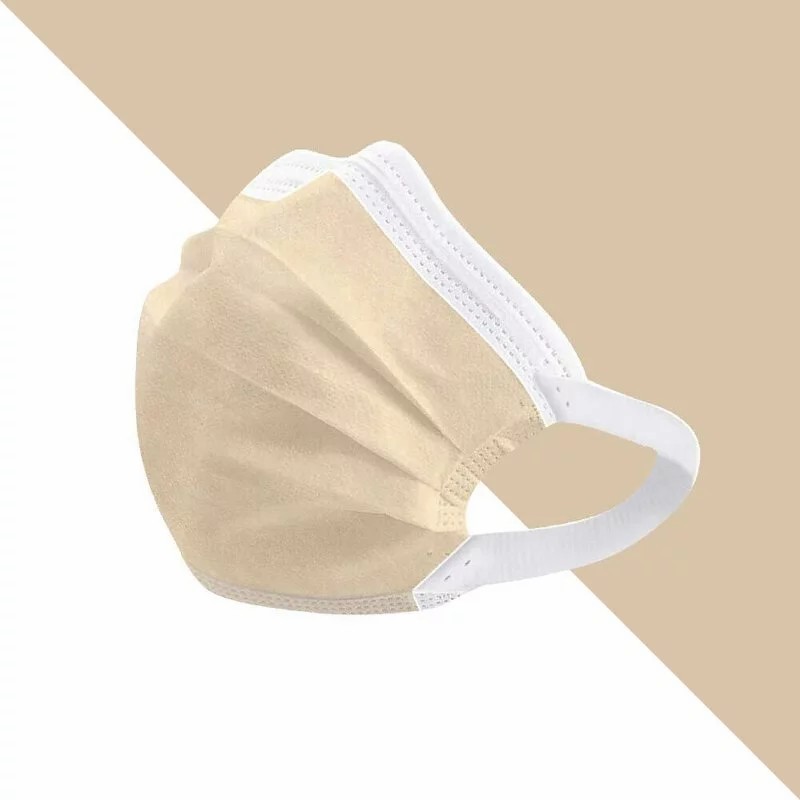 🤘台灣製 冠廷 素色系 杏仁奶 二段式寬耳帶 成人醫用平面口罩/10入