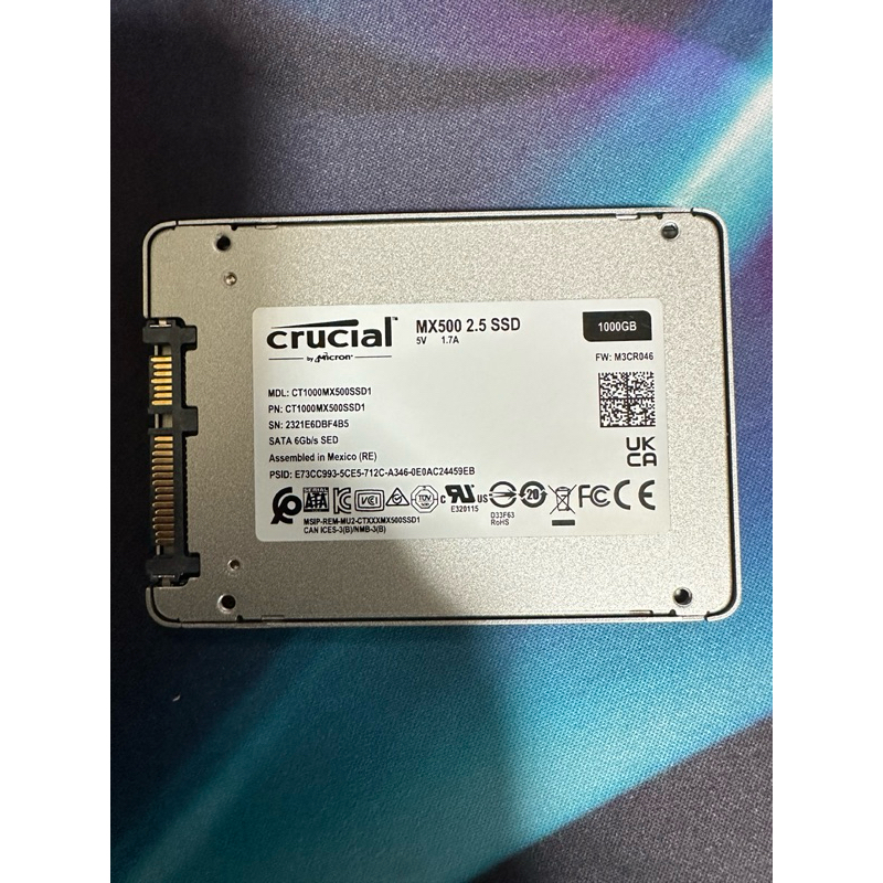 （二手）美光 MX500 1TB 2.5吋 SSD 固態硬碟 Crucial SATA3 1T