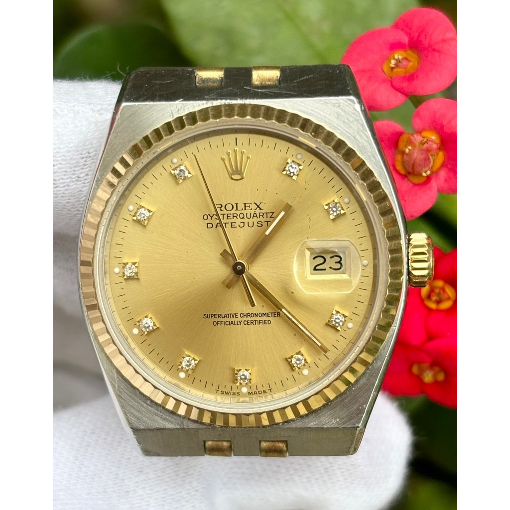 勞力士 ROLEX 型號17013 動力來源5035  石英動力 18k半金錶帶 錶徑36mm 1989年