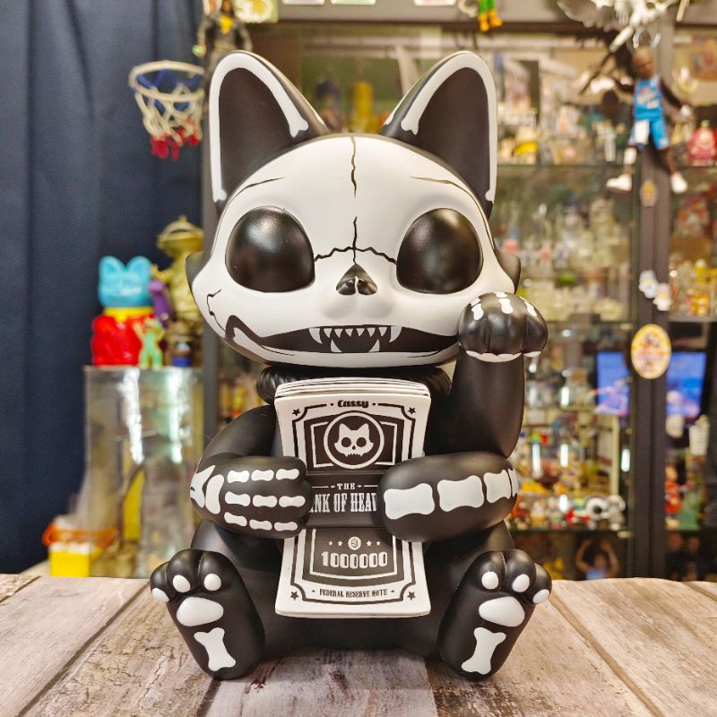 ⭐喔啦玩具店⭐暗黑 骷髏 招財貓 設計師 CASSY  玩具  老物 收藏 玩具公仔 骷髏貓 骷髏頭
