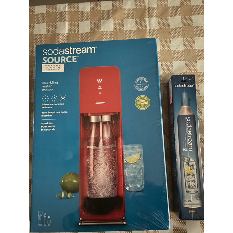 SodaStream Source自動扣瓶氣泡水機（紅色）+替換鋼瓶