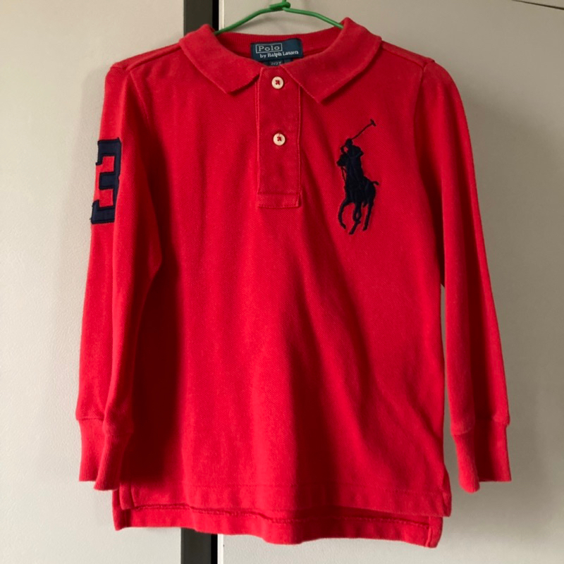 ［二手商品］Ralph Lauren 紅色長袖Polo衫 兒童