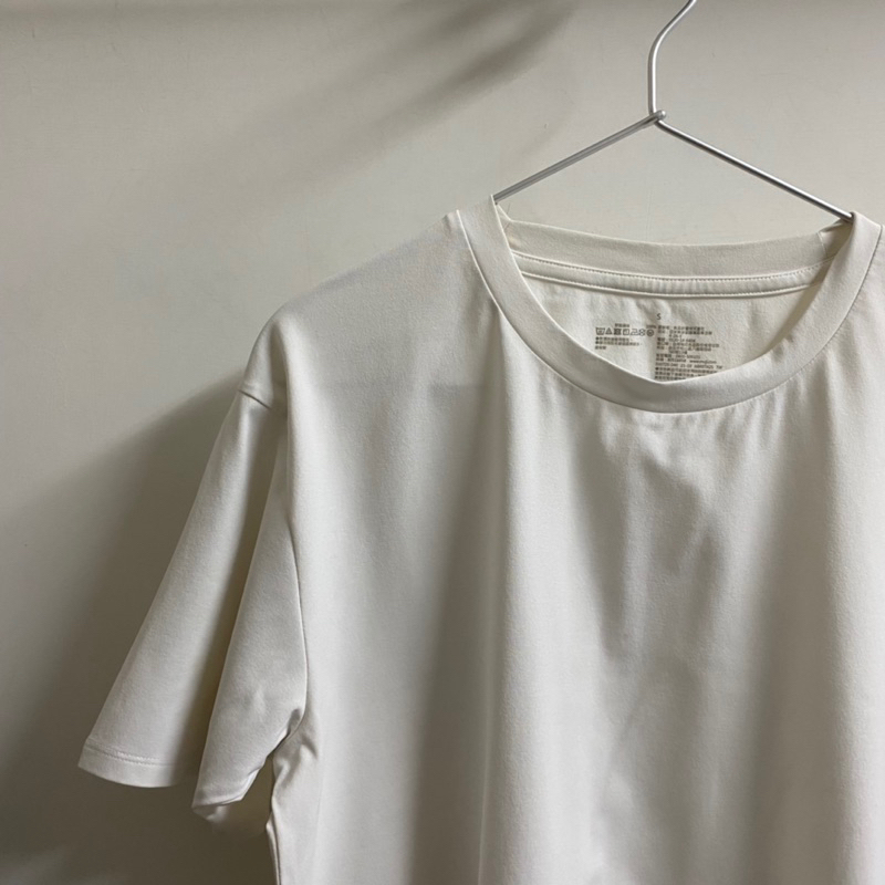 ［8成新］原價790$ 男聚酯纖維涼感圓領短袖T恤/S/白色/WALKER/無印良品MUJI