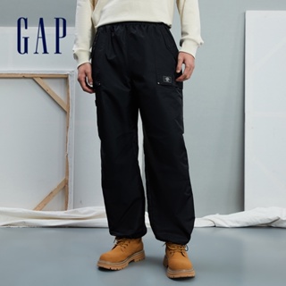Gap 男裝 Logo鬆緊工裝褲-黑色(836436)