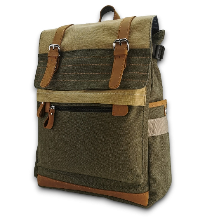 【雅格 YAGER】帆布休閒拚色旅行後背包 (17吋) 含行李箱拉桿袋  M1484