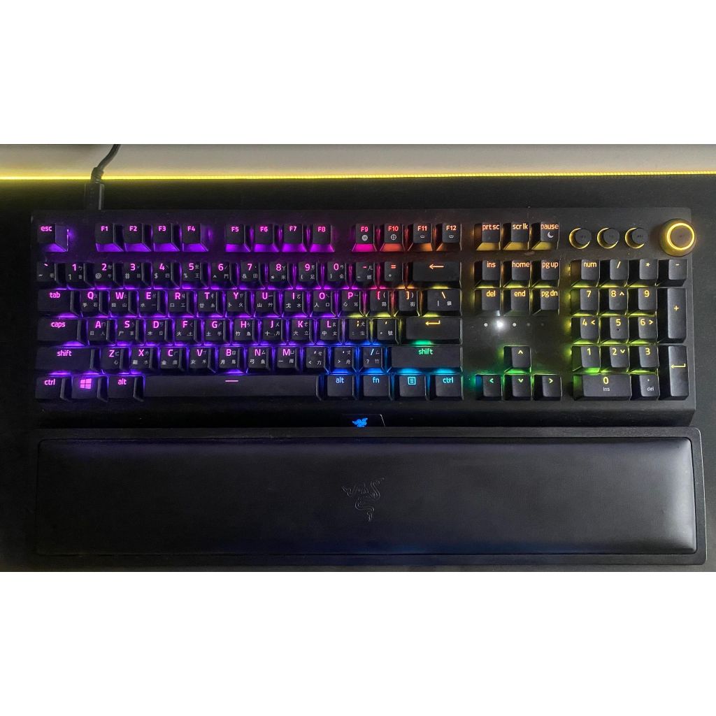 Razer BLACKWIDOW V3 PRO 黑寡婦蜘蛛幻彩版鍵盤 V3 Pro--黃軸 二手自用 有瑕疵