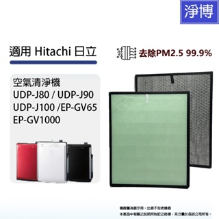 適用Hitachi日立 UDP-J80 J90 J100 EP-GV65加濕空氣清淨機替換用HEPA濾網組