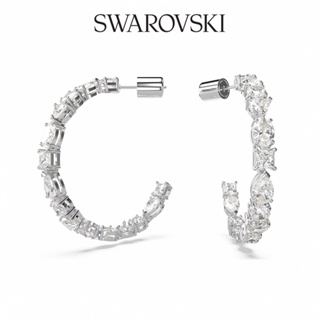 SWAROVSKI 施華洛世奇 Mesmera 大圈耳環 混合式切割 白色 鍍白金色