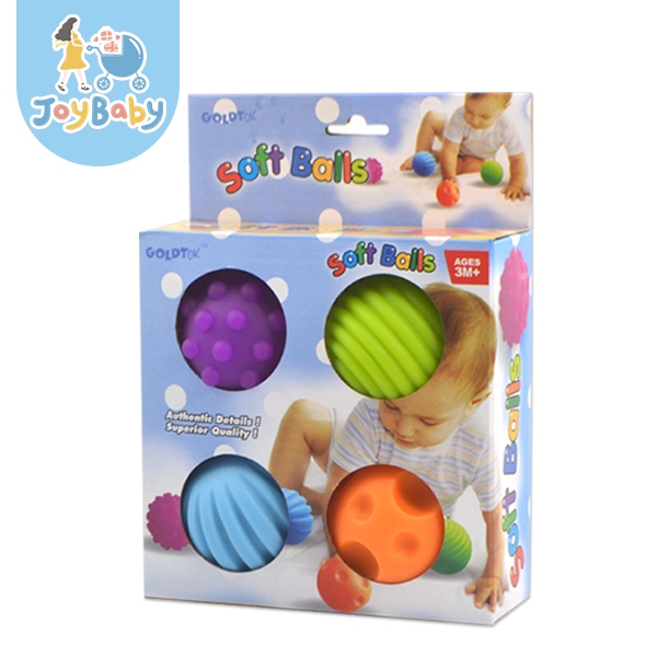 JOYBABY 波波球 寶寶按摩球 學前玩具 嬰兒觸覺抓握球 1盒4個