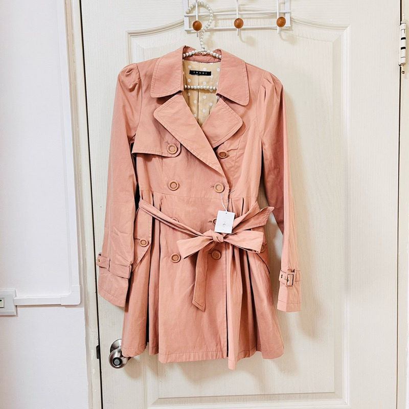 全新 日本品牌 INGNI 甜美可愛蜜桃粉色洋裝式風衣外套
